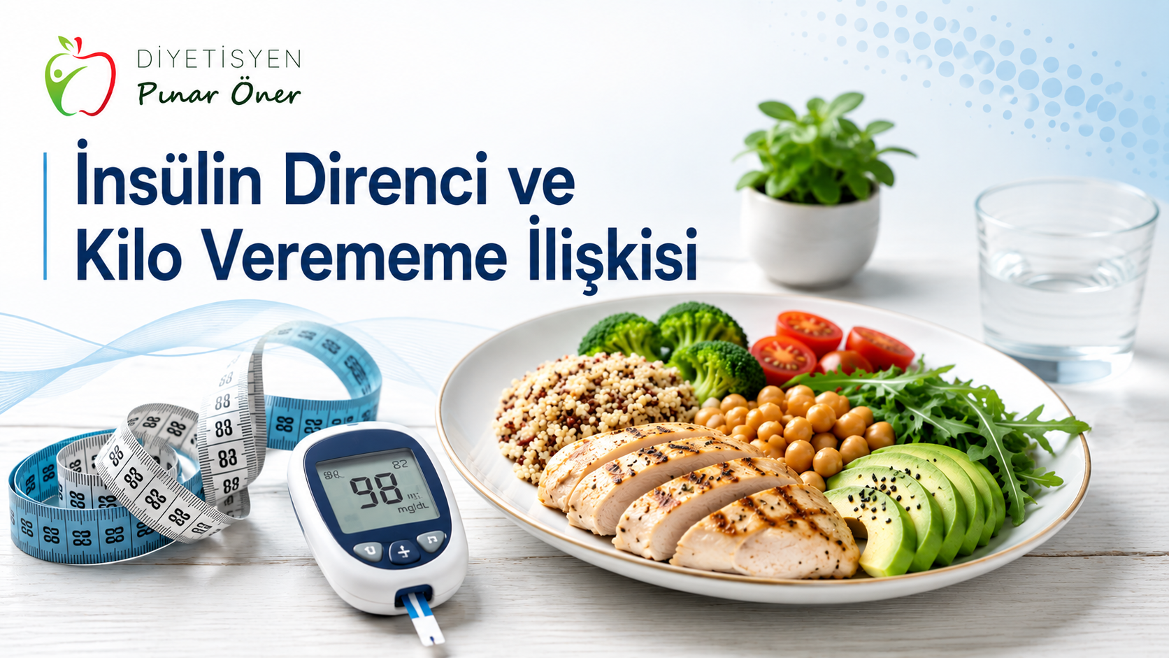 İnsülin direnci nedeniyle kilo vermekte zorlanan bireylerde sağlıklı beslenme ve kilo yönetimini temsil eden bir görsel.